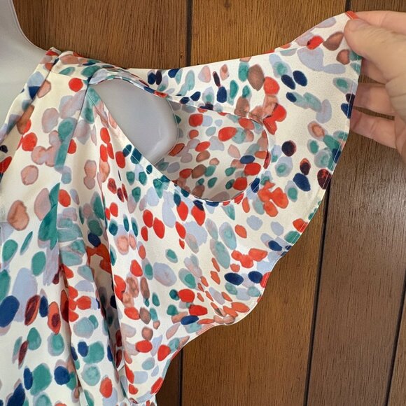 Anthropologie Maeve Dress‎ XS Watercolor Ruffled Sleeve Cold Shoulder Boho Flowy - Picture 2 of 12